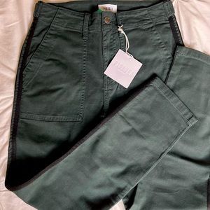 Pistola Mara Blackened Green Ankle Pants with Black Velvet Side Stripe